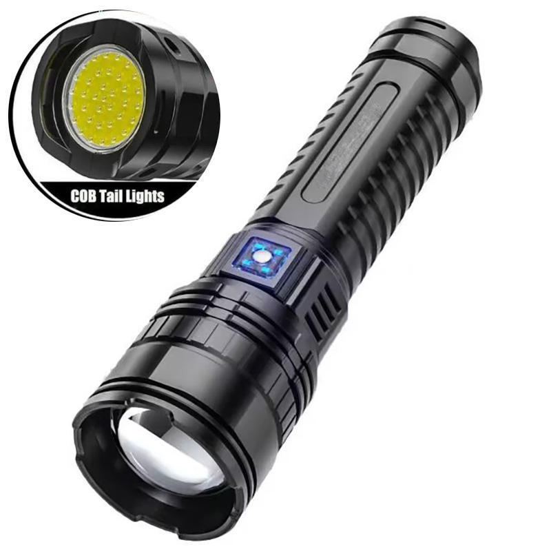 Long Distance Usb Rechargeable Zoom Lanterna Super Bright 100000 Lumens Waterproof Flashlights Torches