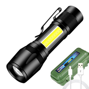 Portable Mini Cob Torch Light Aluminium Waterproof Powerful Rechargeable Led Flashlight With 3 Working Modes