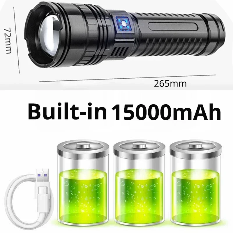 Long Distance Usb Rechargeable Zoom Lanterna Super Bright 100000 Lumens Waterproof Flashlights Torches