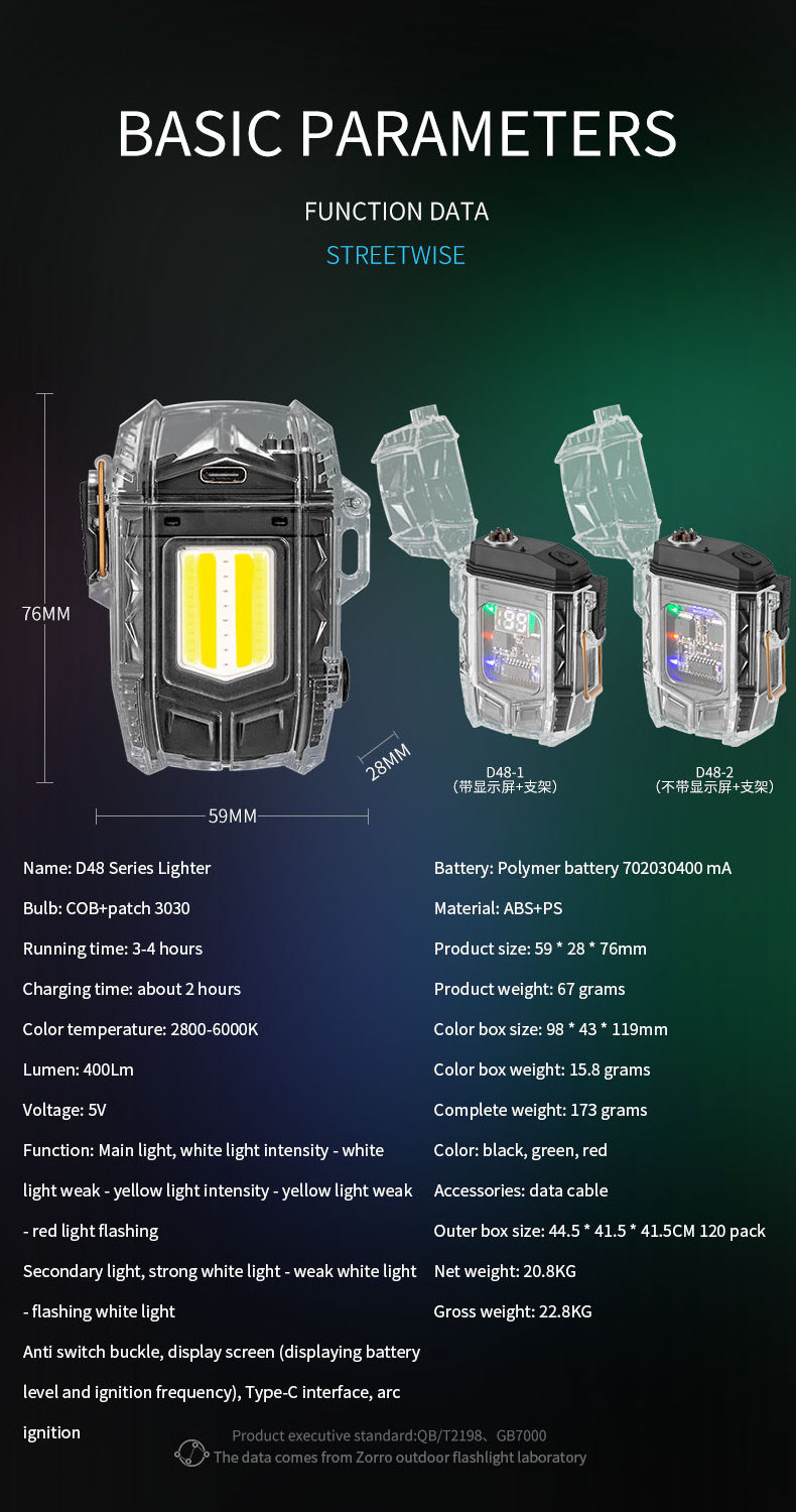 Outdoor Explorer Cigarette Smoke Display Screen Rechargeable Cigar Torch Electrig Arc Lighter