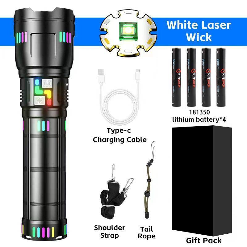 11000Mah 18650 Rechargeable Battery Long Range 60W Zoomable 100000 Lumens Waterproof Super Bright Flashlight