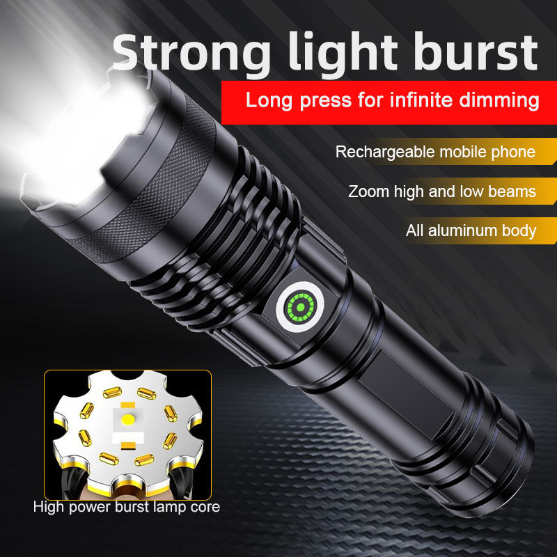 Waterproof Flash Light Set Powerful Rechargeable Brightest 100000 Lumens Power Banks Linterna Tactical Flashlight