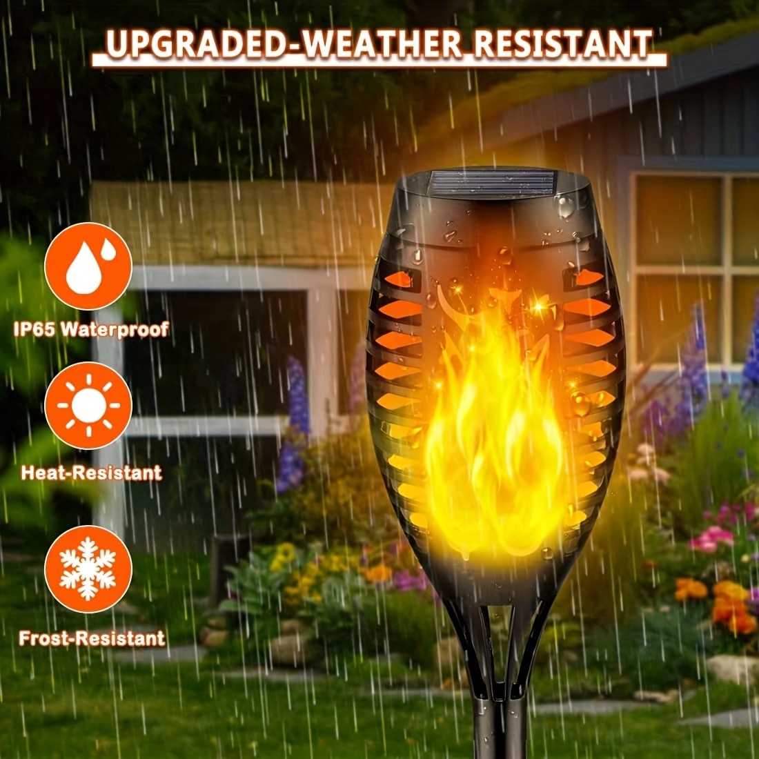 1/2/4/6/8/12Pcs Waterproof Outdoor Landscape Decoration Lighting Solar Torch Flame Lamp For Gardens