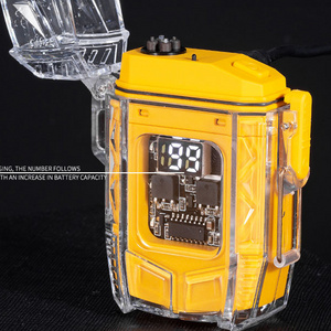 Electronic Transparent Waterproof Double Keychain Cob Light Usb Rechargeable Electrig Arc Lighter