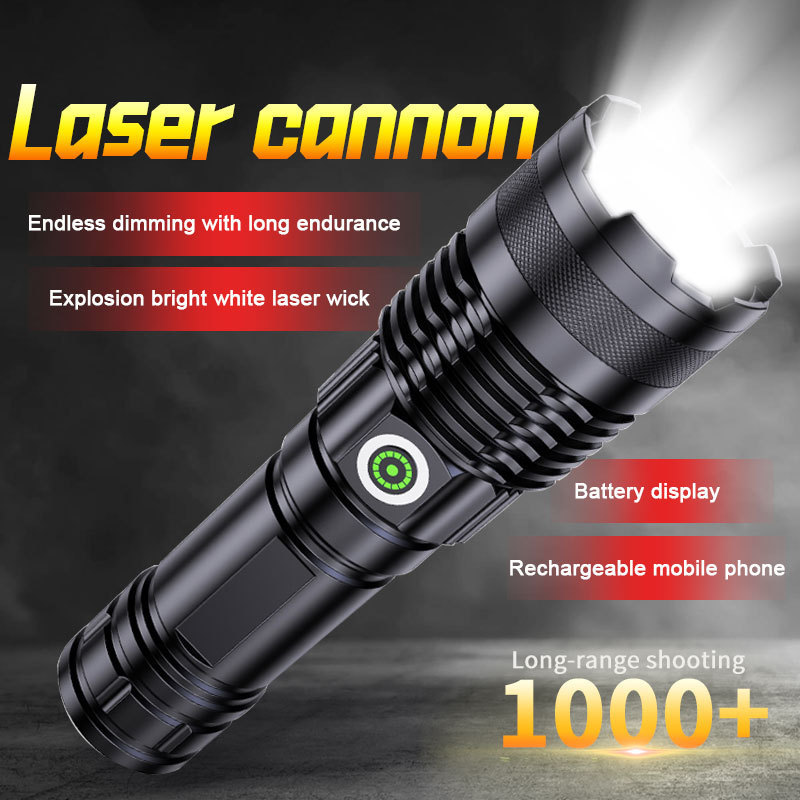 Waterproof Flash Light Set Powerful Rechargeable Brightest 100000 Lumens Power Banks Linterna Tactical Flashlight