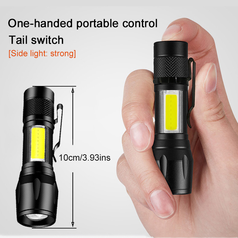 Portable Mini Cob Torch Light Aluminium Waterproof Powerful Rechargeable Led Flashlight With 3 Working Modes