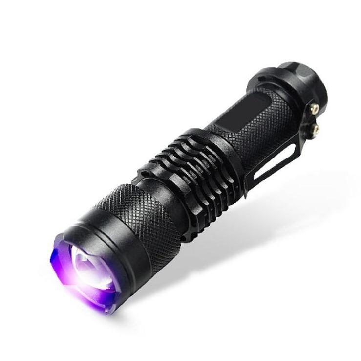 Mini Powered AA 14500 Battery Blacklights 395Nm Led Zoomable 365Nm Uv Flashlight For Detecting