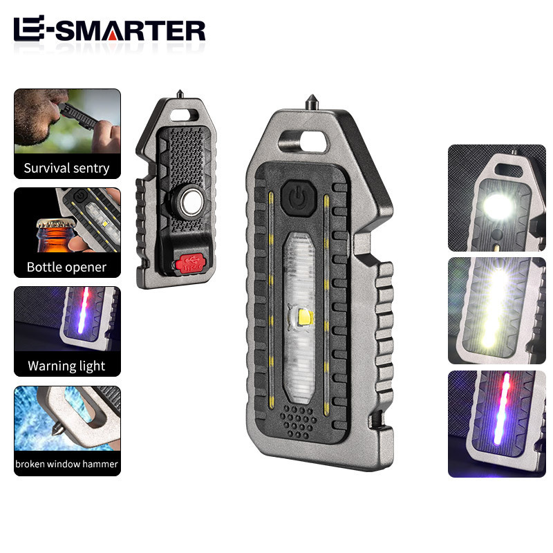 Custom Edc Waterproof Pocket Multitool Cob Usb Rechargeable Mini Camping Keychain Light Flashlight