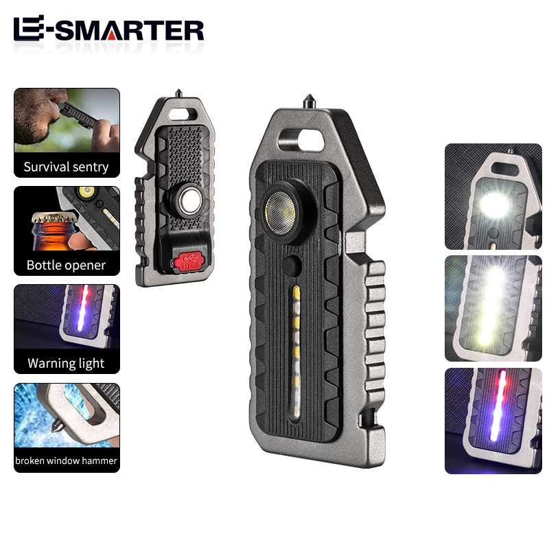 Wholesales Abs Portable Pocket Five Light Modes Multifunction 5 In 1 Whistle Survival Keychain Flashlight For Camping