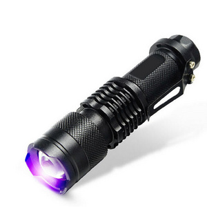 Mini Powered AA 14500 Battery Blacklights 395Nm Led Zoomable 365Nm Uv Flashlight For Detecting