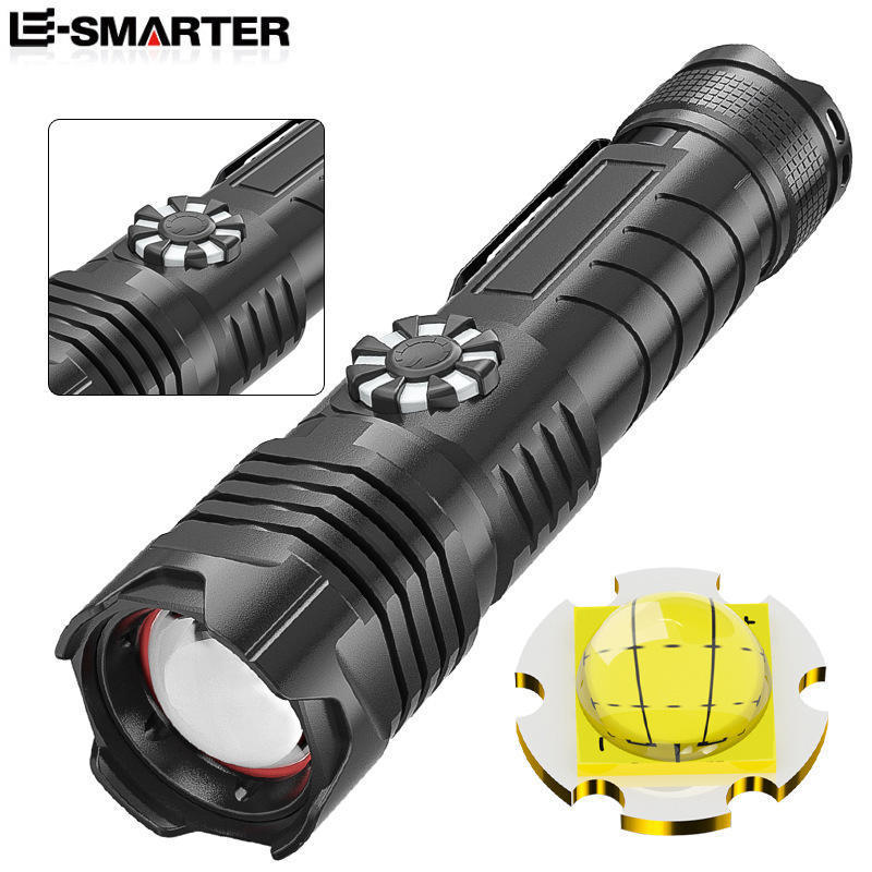 90000 Lumens Xhp99 Strong Light Outdoor Waterproof Usb Charging Zoom Portable Flashlight With Clip