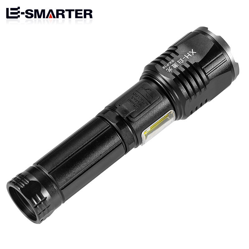 Most Powerful 15W Zoomable Emergency Warning Flash Light Cob Led Laser Torch Patrol Laser Flashlight