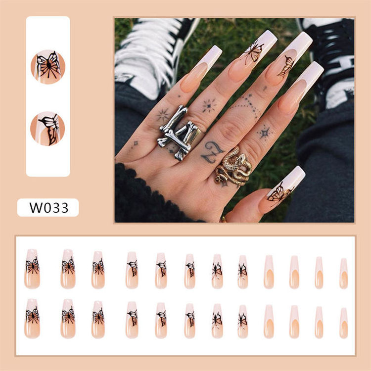 fake nail wholesale price 24 piece handmade press on nails full coverage 2xl coffin nail tips artificial fingernails false glue