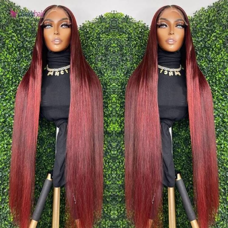 32 34 36 38 40 Inches 13x6 Highlight Ombre Body Wave Lace Front Human Hair Wig Colored Swiss Lace Frontal Wigs For Black Women