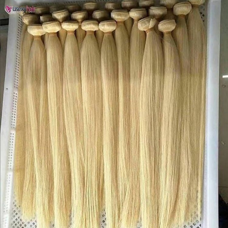 Unprocessed raw blonde 613 virgin bulk russian hair extensions blonde human hair supplier free sample hair bundles