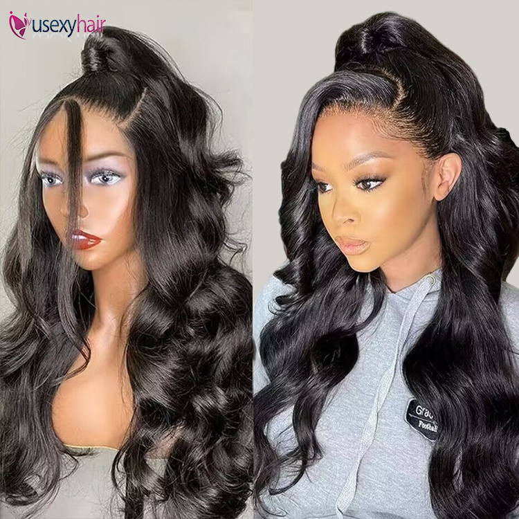 Wholesale virgin Brazilian human wig glueless transparent hd lace front human hair wigs for black women 360 lace wig