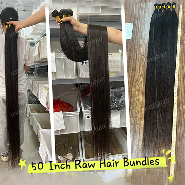 50 Inch Super Long Length Hair Bundles 10A 12A Cuticle Aligned Virgin Hair Vendor Wholesale High Quality Human Brazilian  Weave