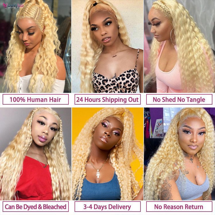 Wholesale lace wig human hair wigs very long 30 40 inch blonde 613 deep wave frontal lace wig human hair 13x6