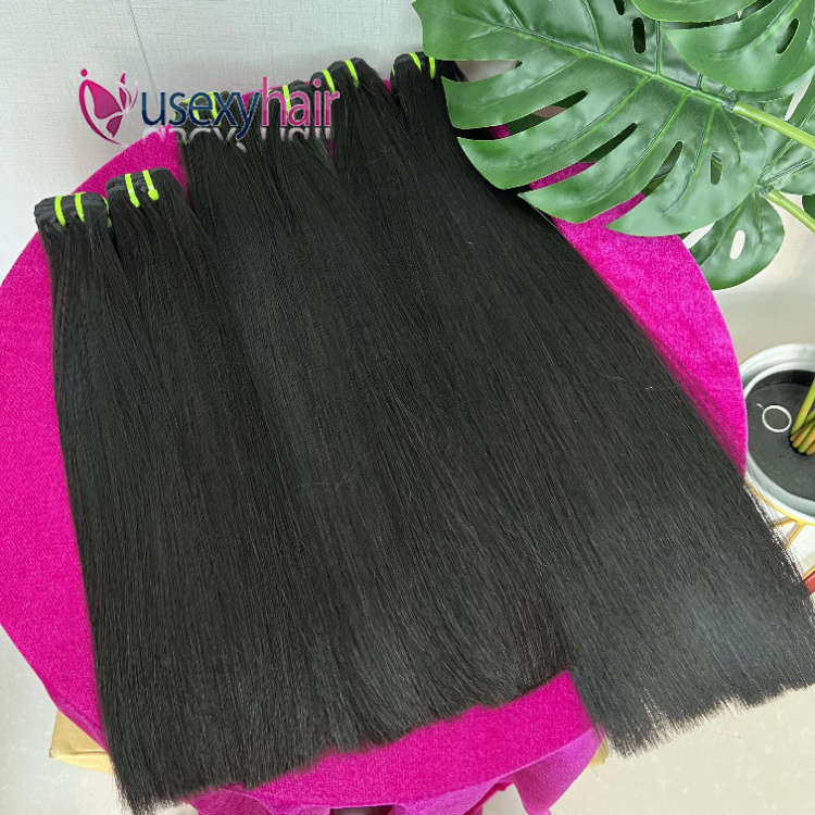 Ready To Ship Bone straight machine weft super double drawn black color Nigerian hair Vietnamese human hair