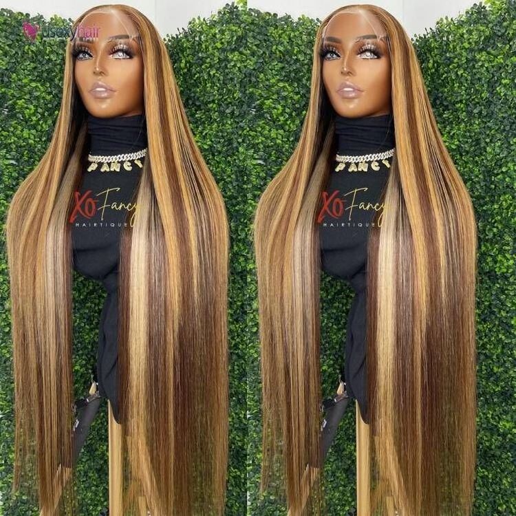 32 34 36 38 40 Inches 13x6 Highlight Ombre Body Wave Lace Front Human Hair Wig Colored Swiss Lace Frontal Wigs For Black Women