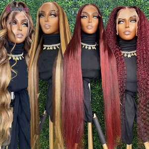 32 34 36 38 40 Inches 13x6 Highlight Ombre Body Wave Lace Front Human Hair Wig Colored Swiss Lace Frontal Wigs For Black Women