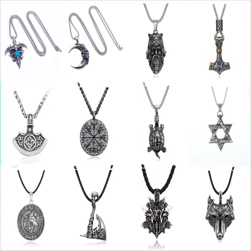 Hot sale stainless steel pendant kinds of viking necklace skull skeleton biker pendants 1%er cross sea animal jewelry