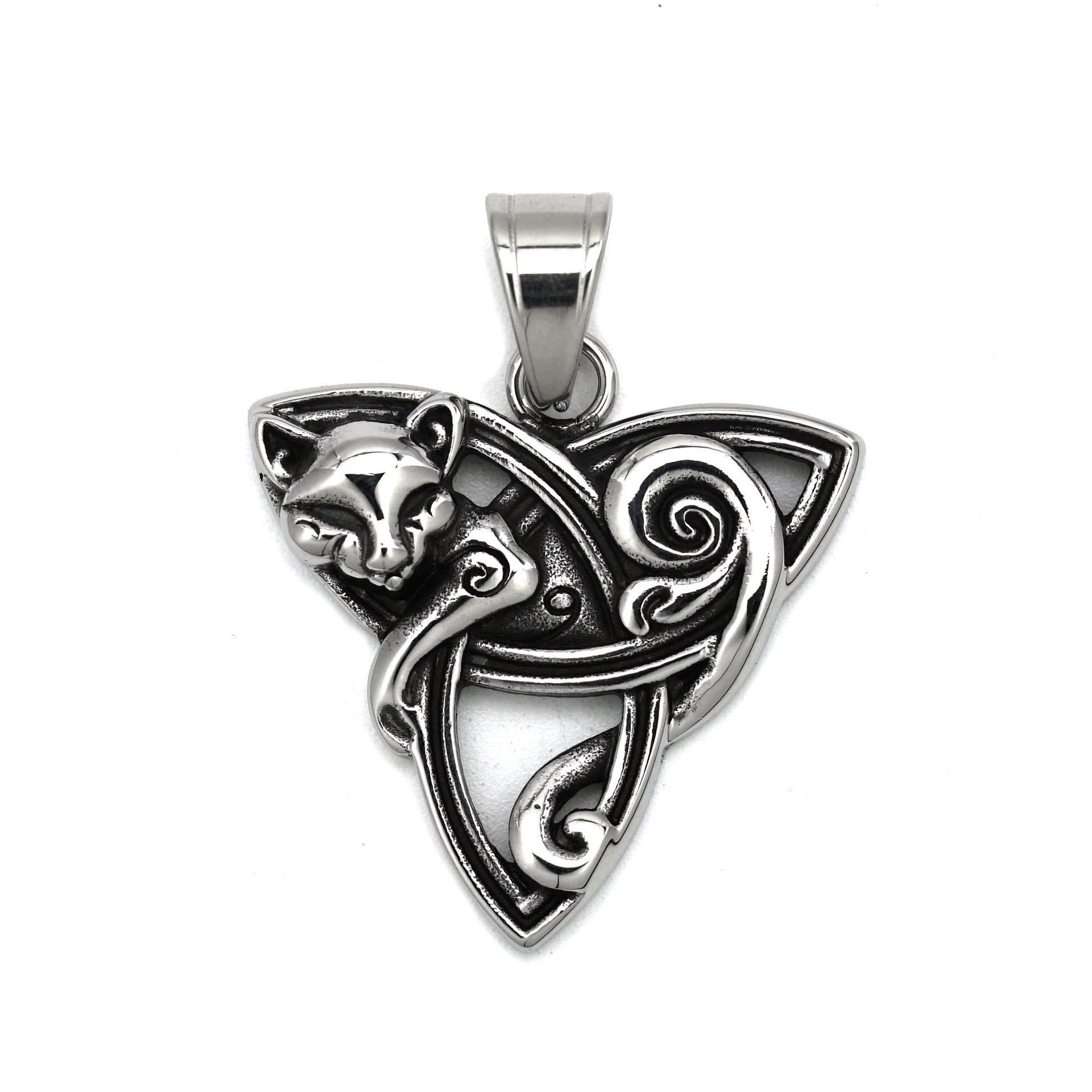 Creative Jewelry Wholesale Vintage Triangle Stainless Steel Pendant Personalized Titanium Steel Fox Pendant