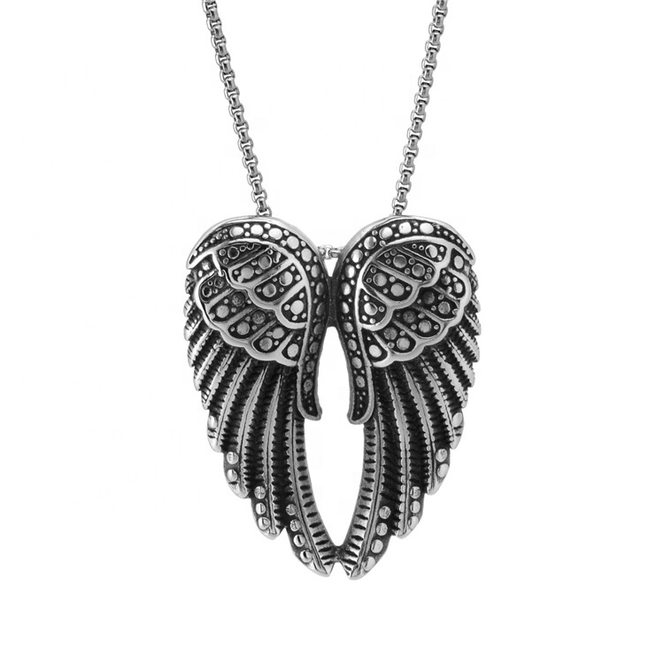 Stainless steel Angel Wings Necklaces for couples Wing Guardian Pendants Girls Necklaces