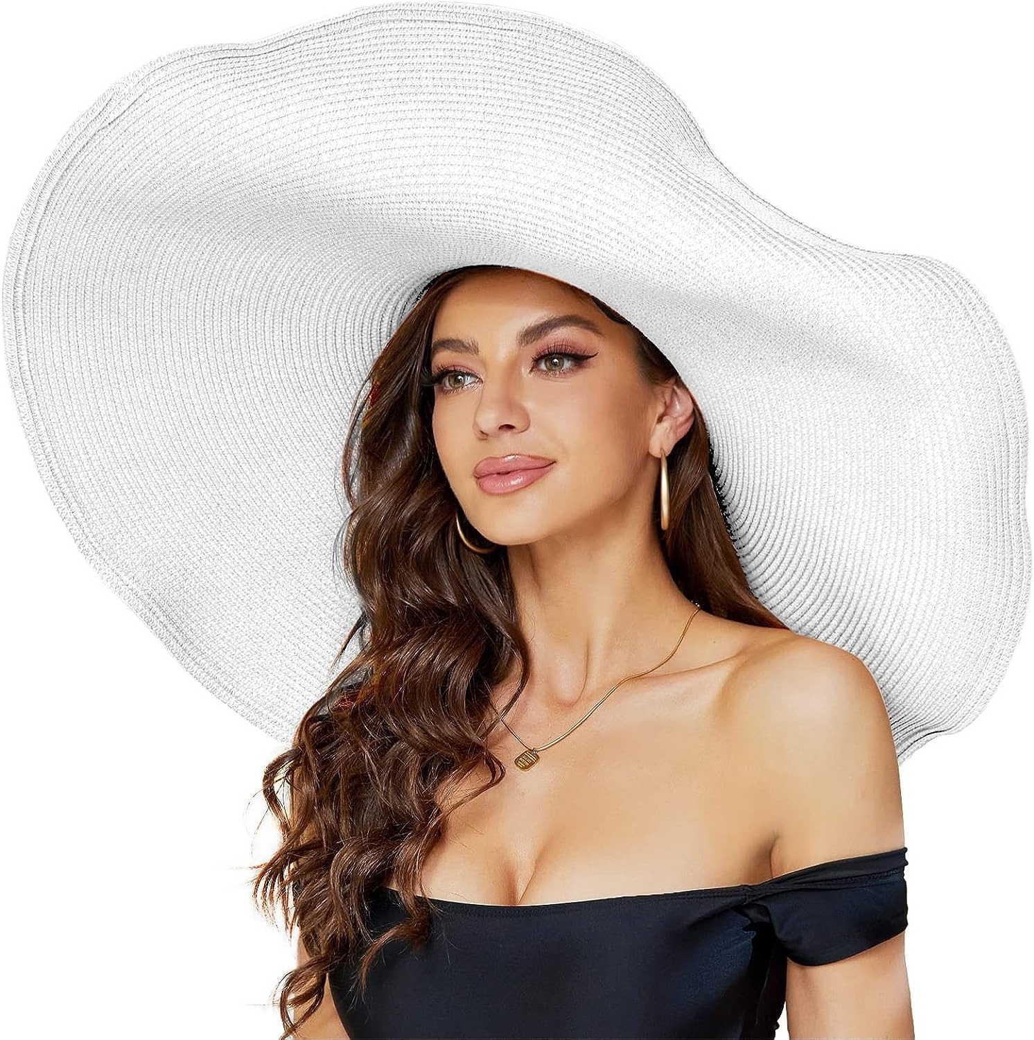 Oversized Beach Straw Hat for Women, Fashion Large Wide Brim Visor Hats Handmade Roll Up Floppy Sun Hat for Summer Beach