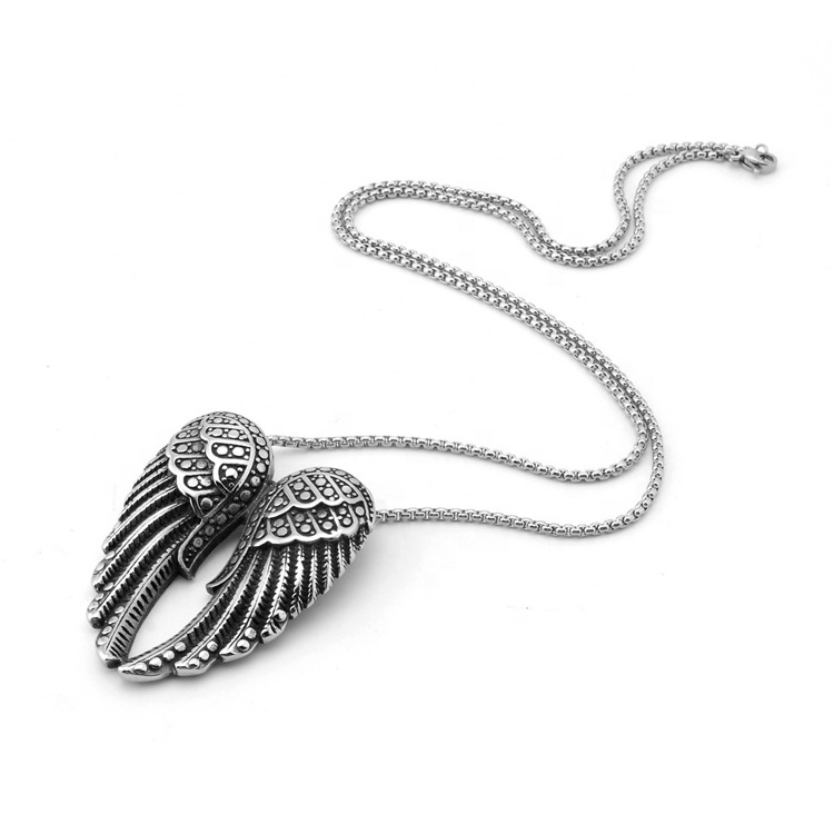 Stainless steel Angel Wings Necklaces for couples Wing Guardian Pendants Girls Necklaces