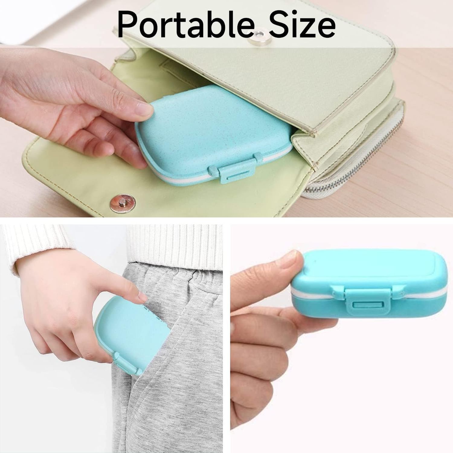 Pill Case Travel Pill Organizer for Pocket Purse Daily Portable Medicine Vitamin Supplement Box