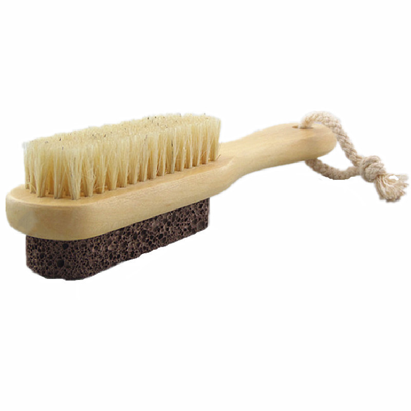 Wooden Foot Care Products Dead Skin Foot Scrubber Pumice Stone Brush 2 in 1 Brush Exfoliating Scrubber