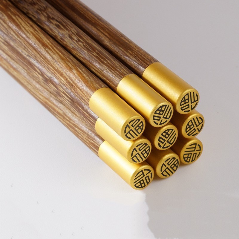 Recycle cutlery environmentally round gold head chopstick bamboo custom personalized chopsticks wedding