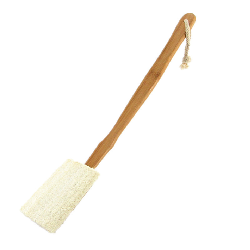 Natural Exfoliating Loofah Luffa Loofa Bath Brush On a Stick-With Long Wooden Handle Back Brush For Men & Women