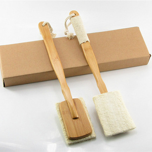 Natural Exfoliating Loofah Luffa Loofa Bath Brush On a Stick-With Long Wooden Handle Back Brush For Men & Women