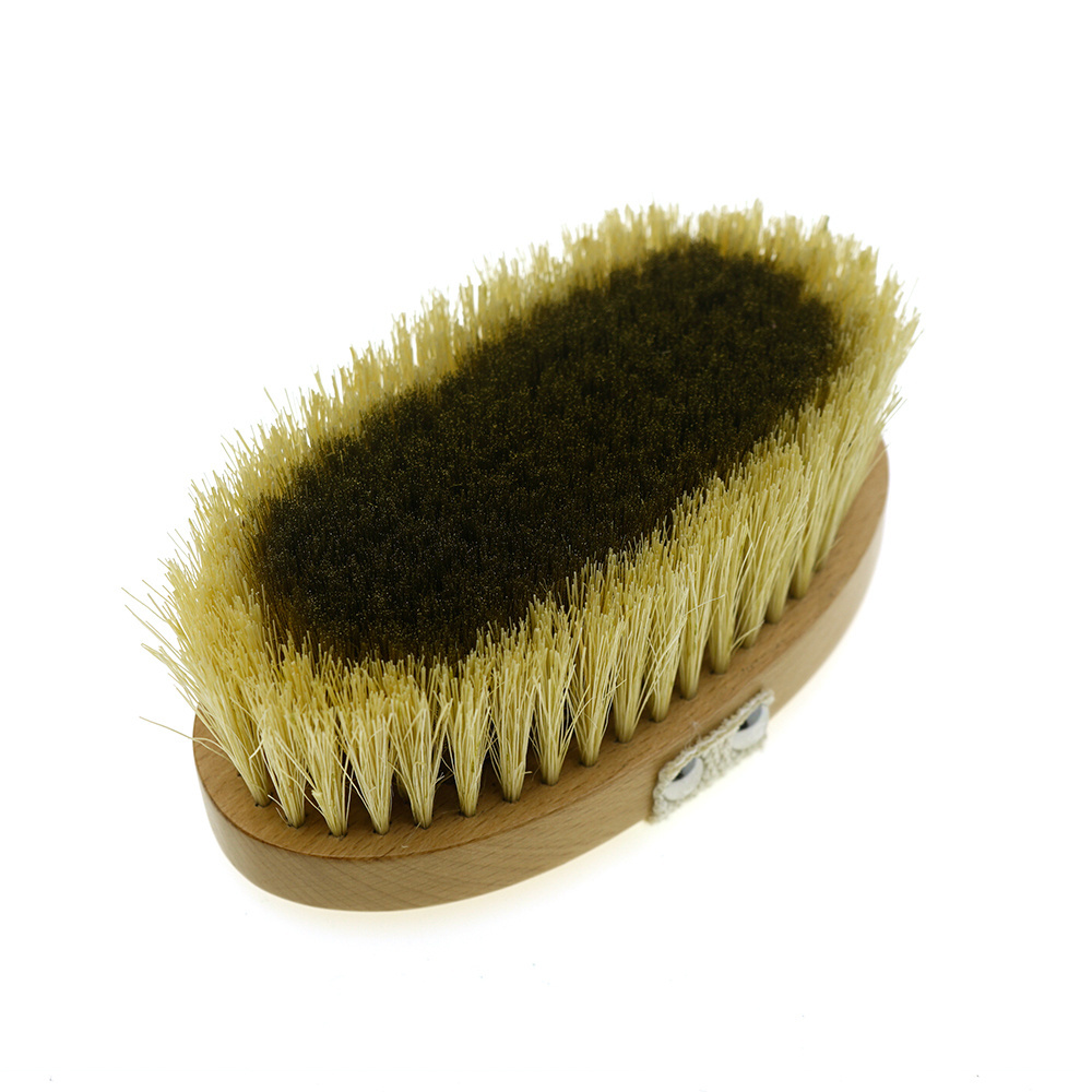 Skin Care Natural Wooden Oval Handle Sisal Bristle Exfoliating Massage Shower Brush Ultra Long High Ionic Copper Bristles