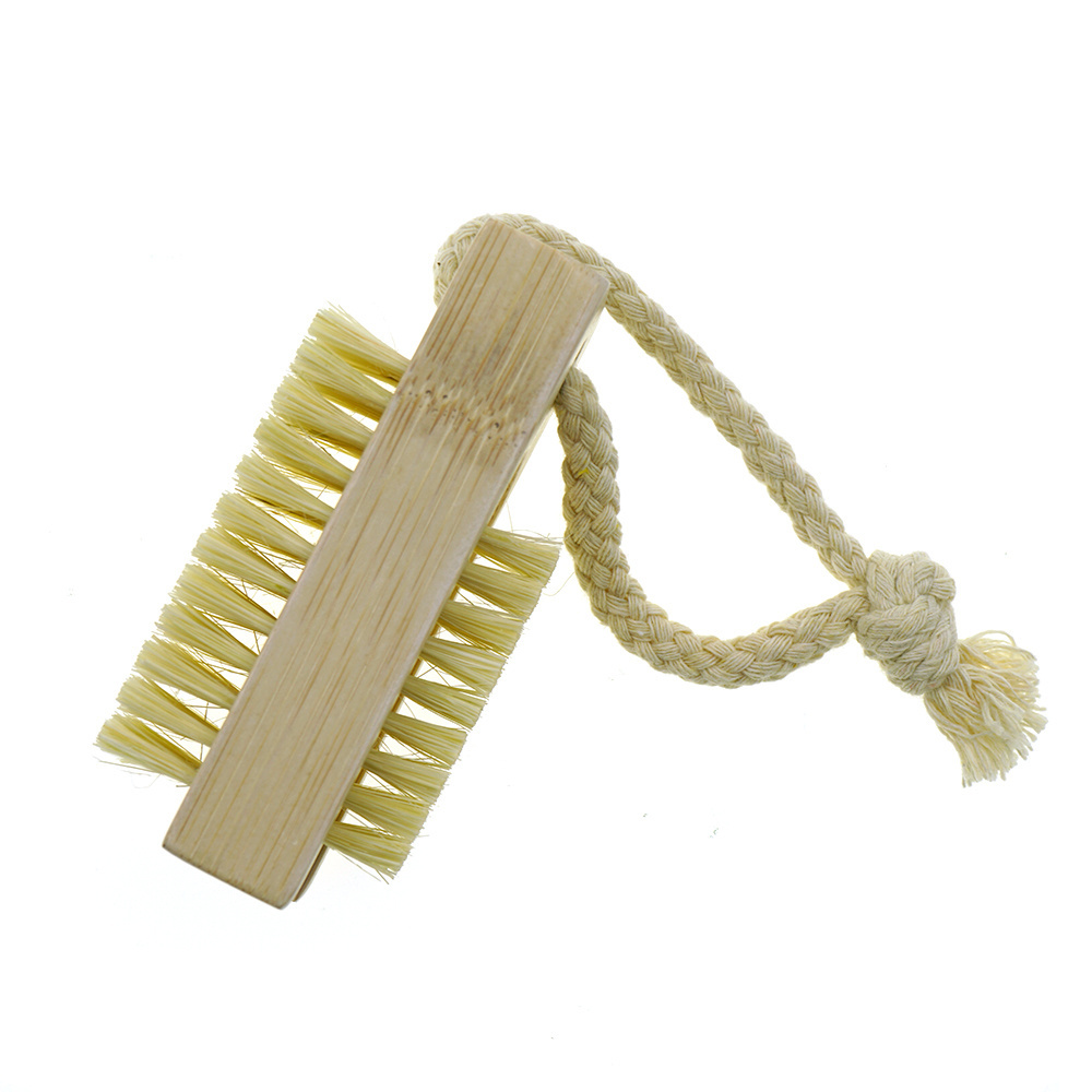 Two-side Firm Nature Wooden Sisal Scrub Brush for Toes and Nails Cleaning Nail Brush Cheap Custom Logo Bamboo Nail Brush