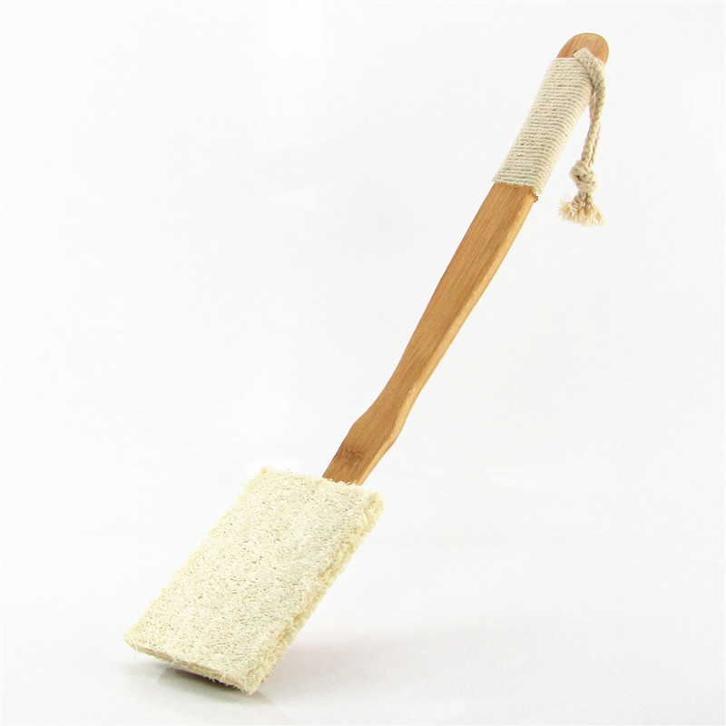 Natural Exfoliating Loofah Luffa Loofa Bath Brush On a Stick-With Long Wooden Handle Back Brush For Men & Women