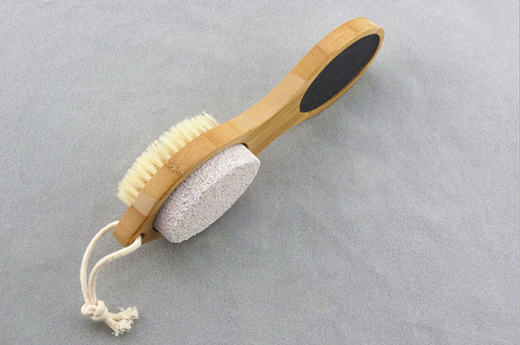 professional Steel Files Sandpaper Pumice Stone Boar Bristle bamboo scrub 4 in 1 shower brush foot cleaner file pedicure