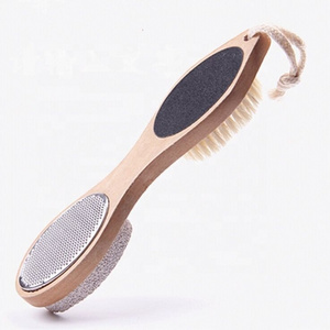 professional Steel Files Sandpaper Pumice Stone Boar Bristle bamboo scrub 4 in 1 shower brush foot cleaner file pedicure