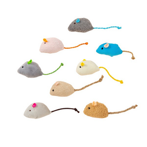 2024 high quality soft cute pet cat colorful small fun interactive plush mice toys mouse toys for indoor cats with catnip