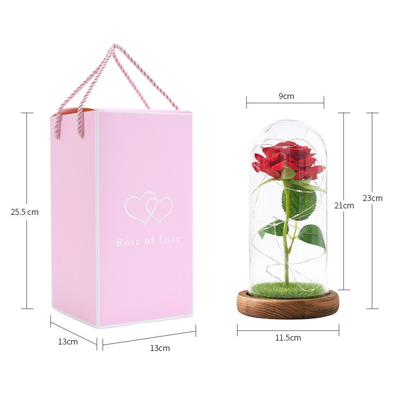 Valentines Day Gift Mother's Day Led Light Forever Roses Preserved Flower Reasonable Price Forever Rose In Glass