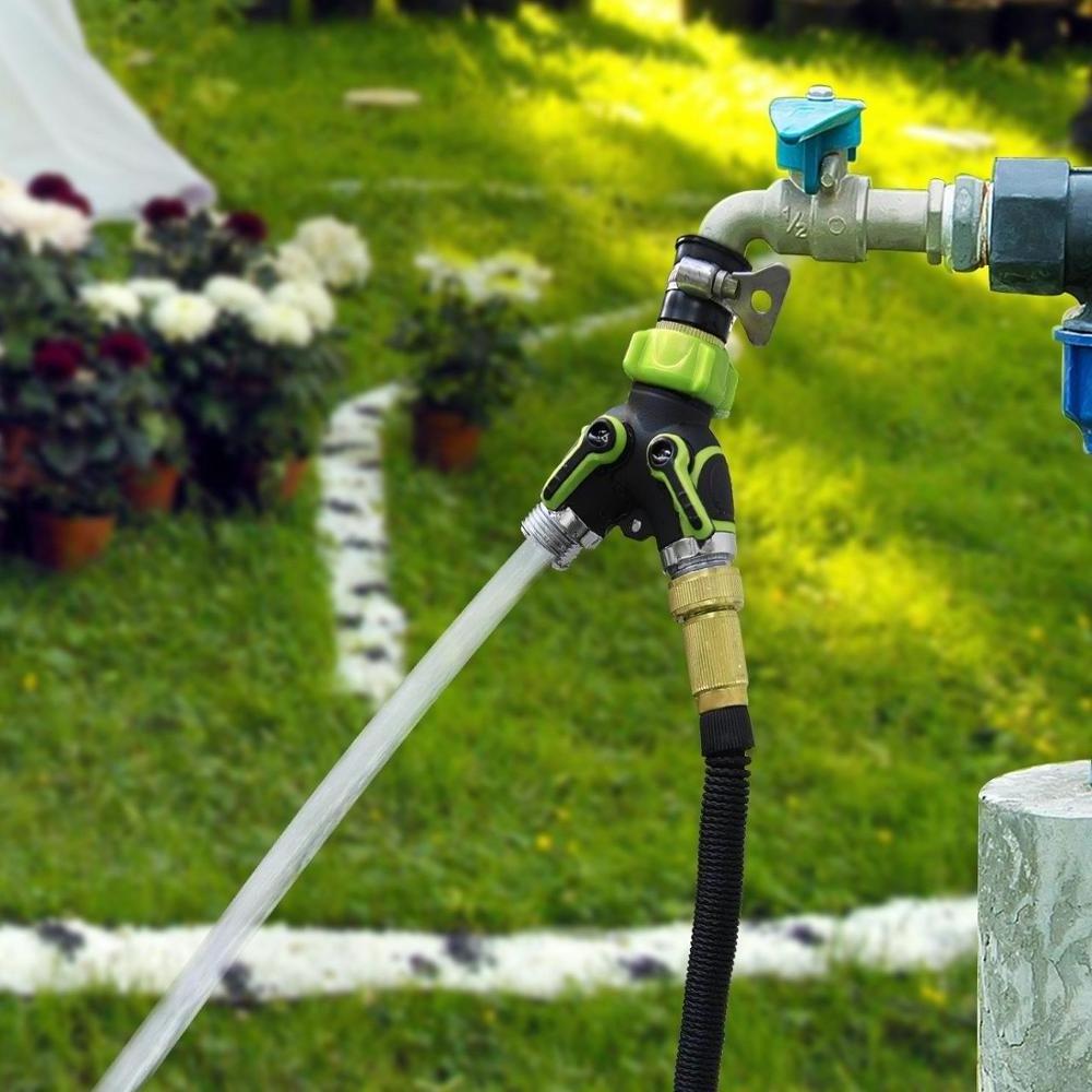 Gardening and irrigation double-way faucet One-to-two garden plastic Garden tool connector splitter with Shut Off Valve