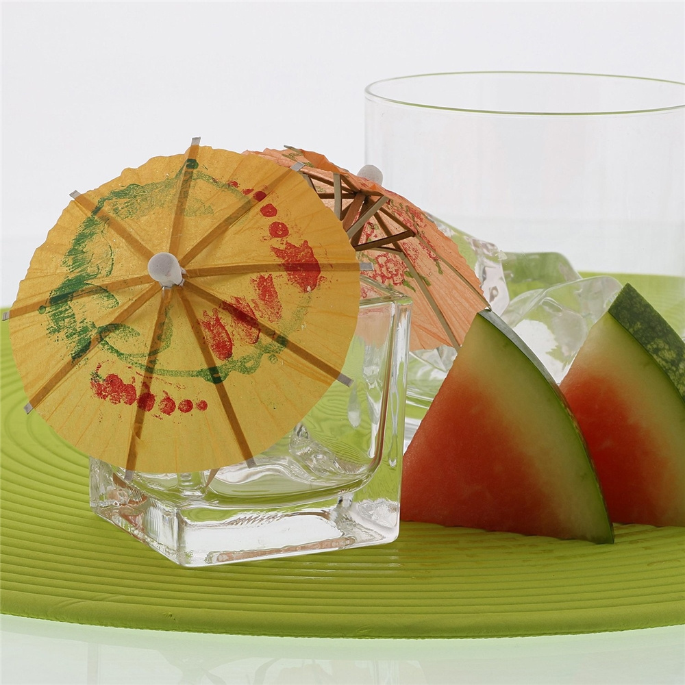 Hot selling Straws Palm Tree Glass Decorative Cut Giwan Hawaiian Party Paper Umbrella Cocktail Picks For Drink with low price