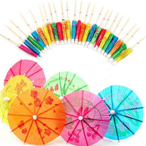 Hot selling Straws Palm Tree Glass Decorative Cut Giwan Hawaiian Party Paper Umbrella Cocktail Picks For Drink with low price