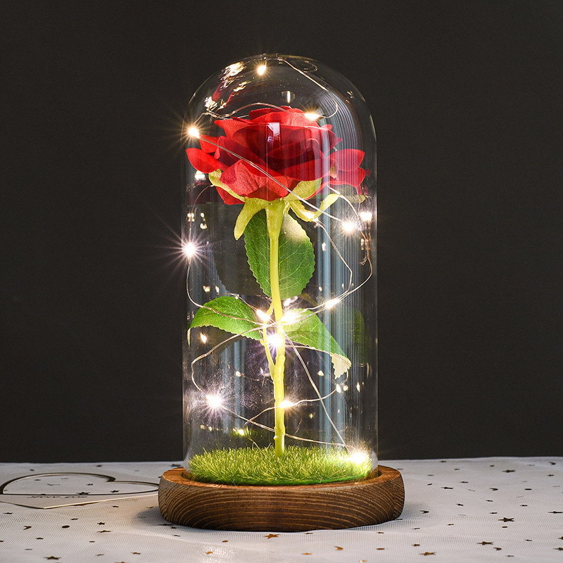 Valentines Day Gift Mother's Day Led Light Forever Roses Preserved Flower Reasonable Price Forever Rose In Glass