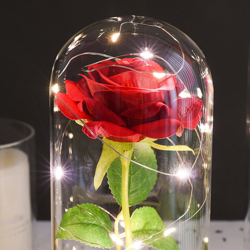 Valentines Day Gift Mother's Day Led Light Forever Roses Preserved Flower Reasonable Price Forever Rose In Glass