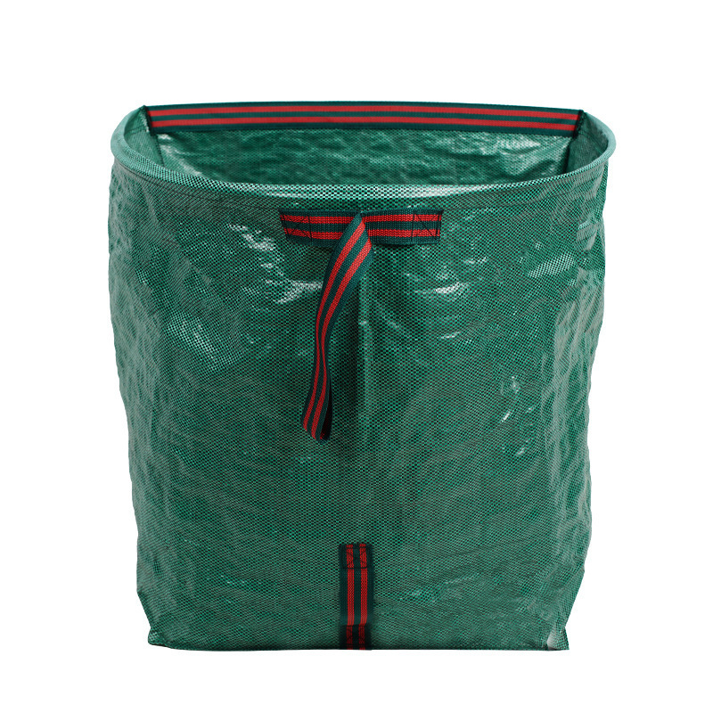 Factory Wholesale 150L Foldable reusable plastic gardening bag refuse trash leaf garbage waste heavy duty for garden Woven bag