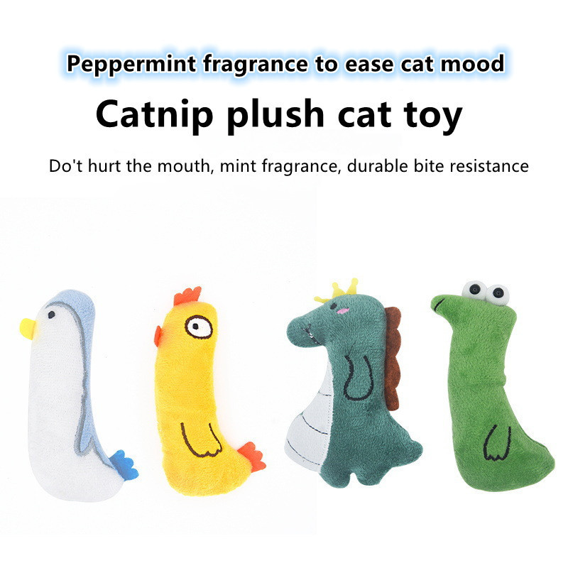 Cartoon animal design Interactive Cat Catnip Toys Funny for Kitten Kitty Cat Kicker Teething Chew Playing