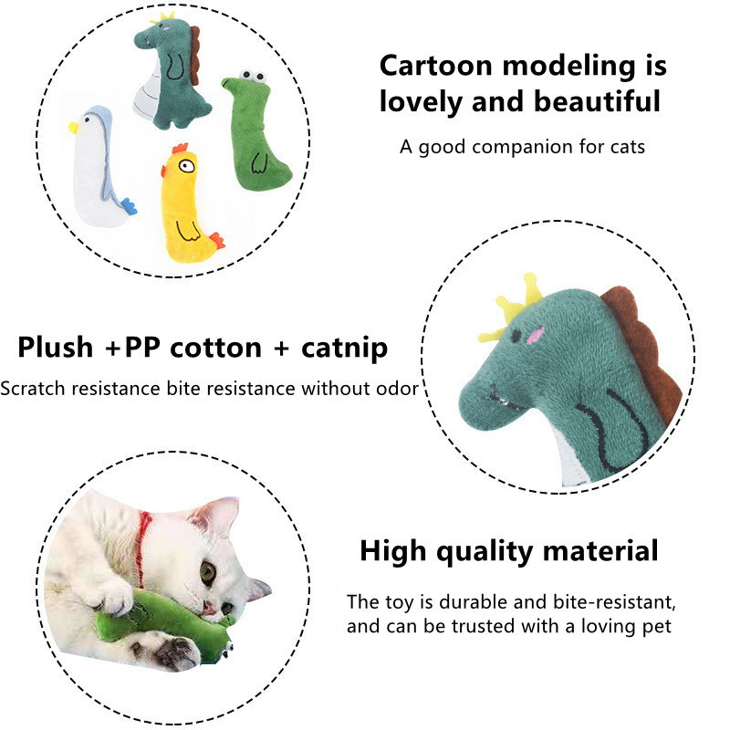 Cartoon animal design Interactive Cat Catnip Toys Funny for Kitten Kitty Cat Kicker Teething Chew Playing